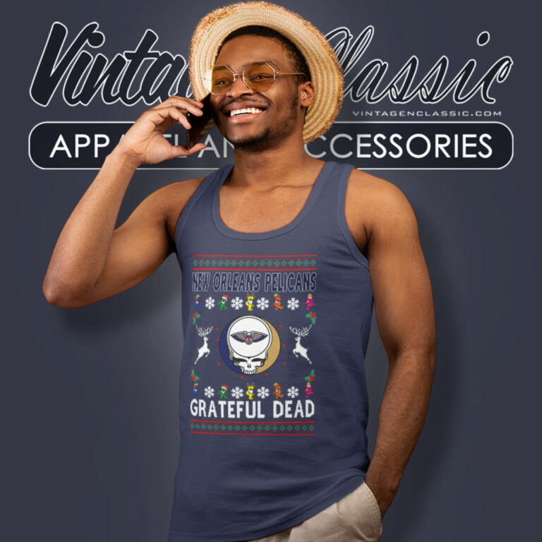 New Orleans Pelicans Grateful Dead Ugly Christmas Tank Top Racerback New Orleans Pelicans Grateful Dead Ugly Christmas Tank Top Racerback