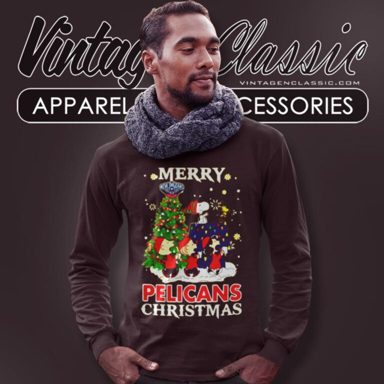 New Orleans Pelicans Shirt Snoopy And Friends Merry Christmas Long Sleeve Tee New Orleans Pelicans Shirt Snoopy And Friends Merry Christmas Long Sleeve Tee