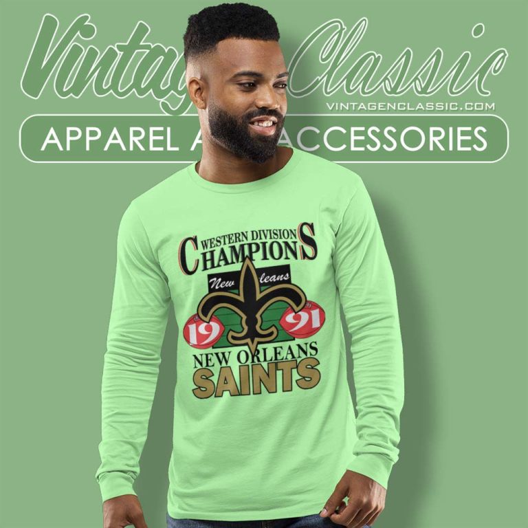 New Orleans Saints 1991 Nfc Western Division Champions Long Sleeve Tee New Orleans Saints 1991 Nfc Western Division Champions Long Sleeve Tee