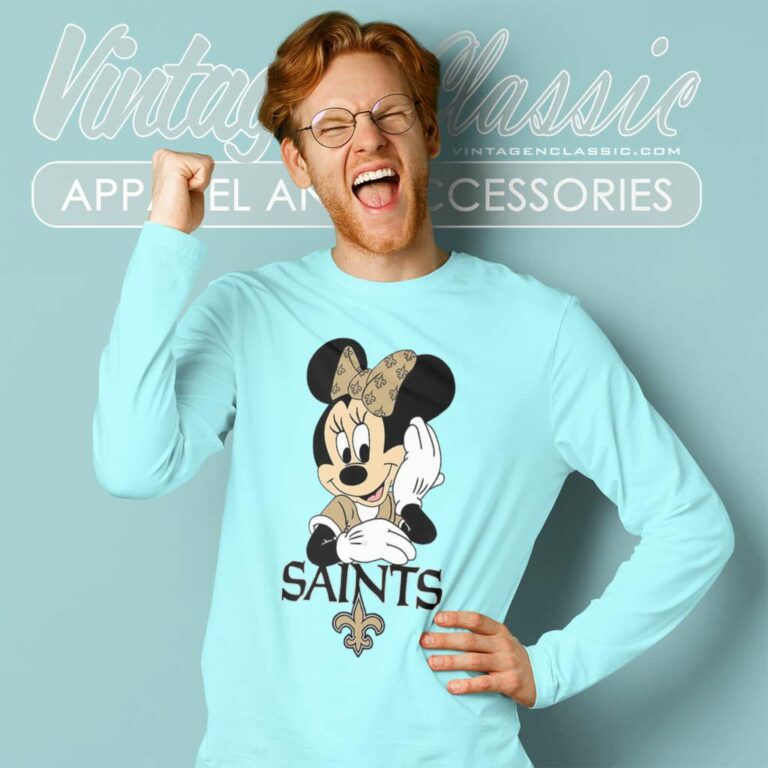 New Orleans Saints American Football Team Mimi Mouse Long Sleeve Tee New Orleans Saints American Football Team Mimi Mouse Long Sleeve Tee