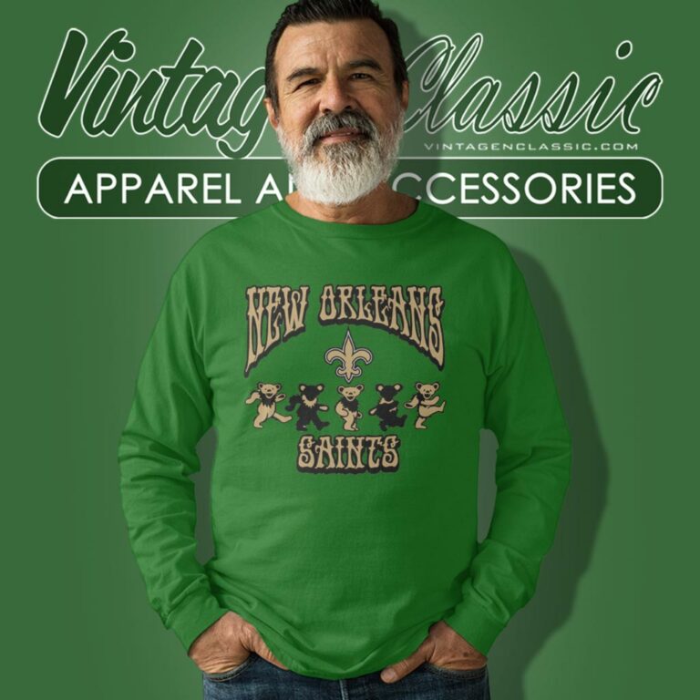 New Orleans Saints Grateful Dead Dancing Bears Long Sleeve Tee New Orleans Saints Grateful Dead Dancing Bears Long Sleeve Tee
