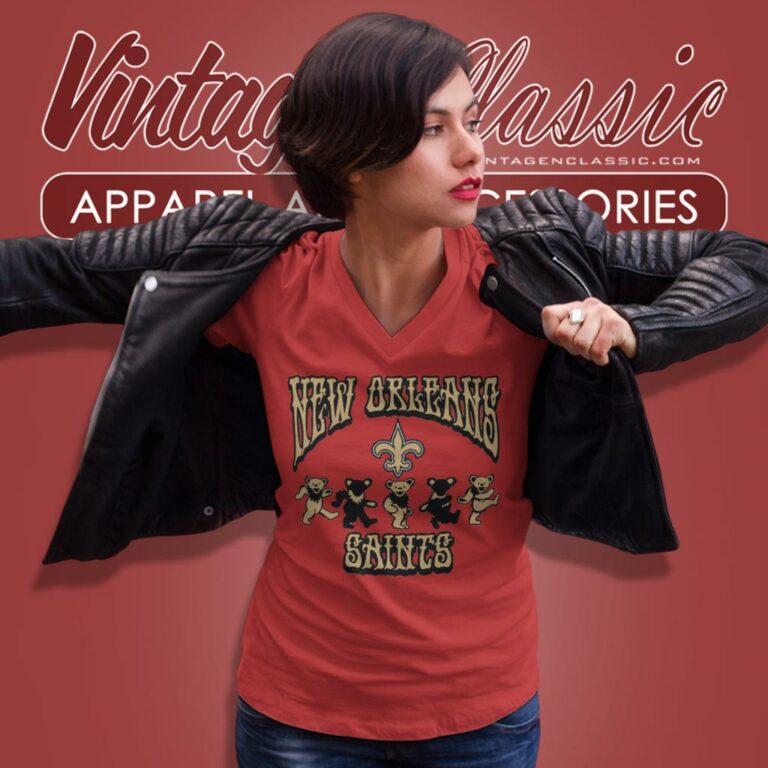 New Orleans Saints Grateful Dead Dancing Bears V Neck TShirt New Orleans Saints Grateful Dead Dancing Bears V Neck TShirt