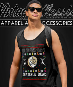 New Orleans Saints Grateful Dead Ugly Christmas Tank Top Racerback