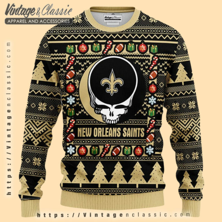 New Orleans Saints Grateful Dead Ugly Sweater Ugly Christmas Sweater New Orleans Saints Grateful Dead Ugly Sweater Ugly Christmas Sweater