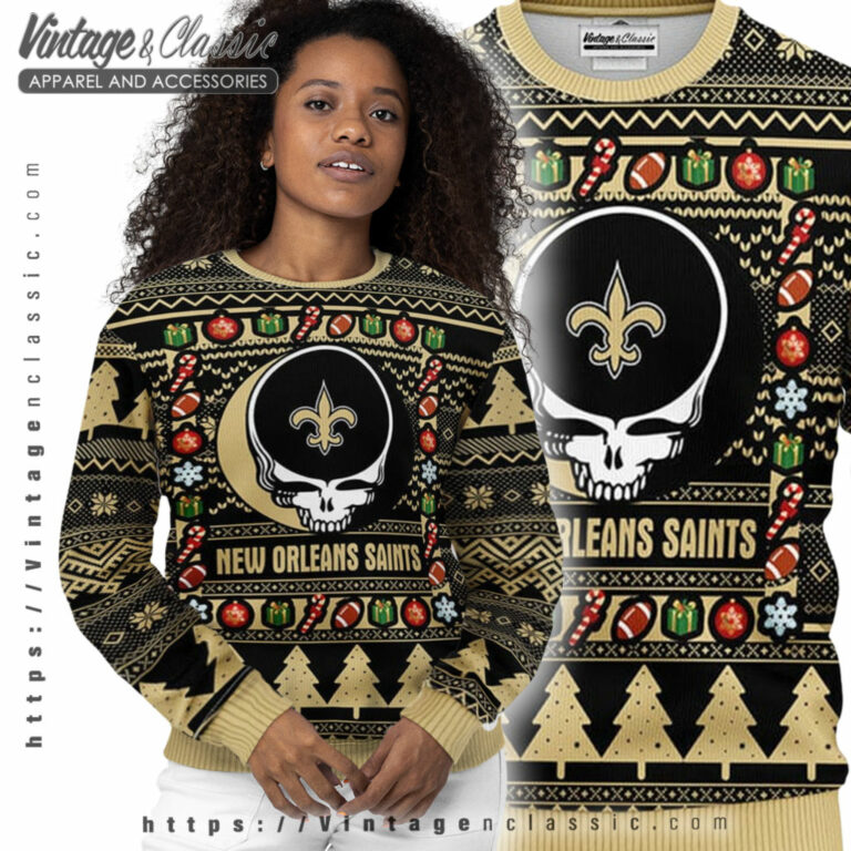 New Orleans Saints Grateful Dead Ugly Sweater Women Ugly Sweater New Orleans Saints Grateful Dead Ugly Sweater Women Ugly Sweater