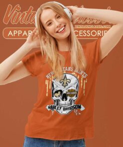 New Orleans Saints Harley Davidson Skull Women TShirt
