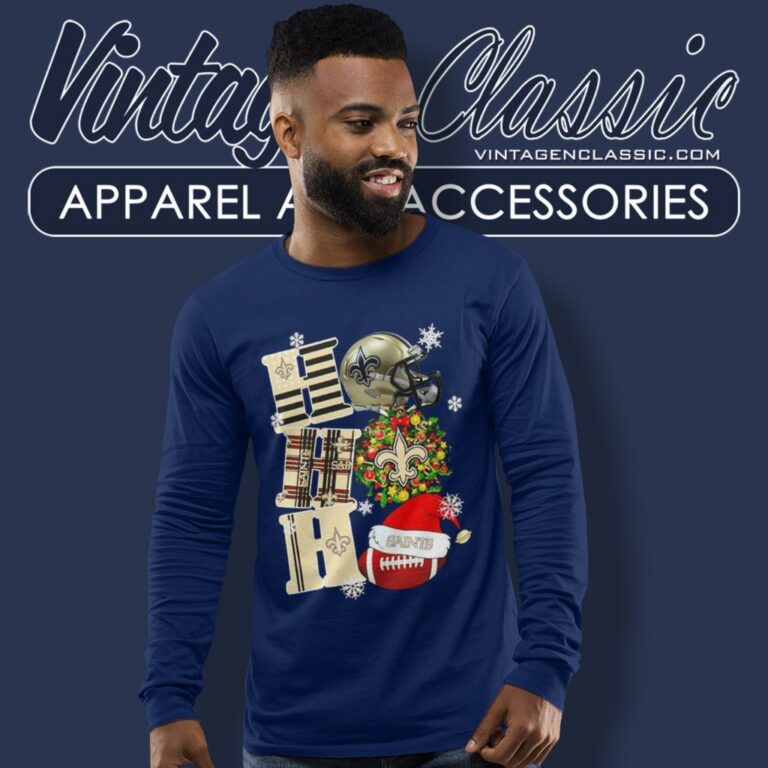 New Orleans Saints Ho Ho Ho Christmas Long Sleeve Tee New Orleans Saints Ho Ho Ho Christmas Long Sleeve Tee