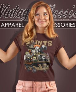 New Orleans Saints Horror Movies Characters Halloween Shirt Women T shirt