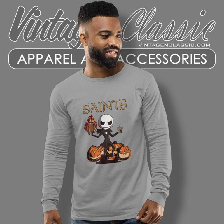 New Orleans Saints Jack Skellington Halloween Long Sleeve Tee New Orleans Saints Jack Skellington Halloween Long Sleeve Tee