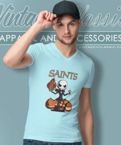 New Orleans Saints Jack Skellington Halloween V Neck TShirt