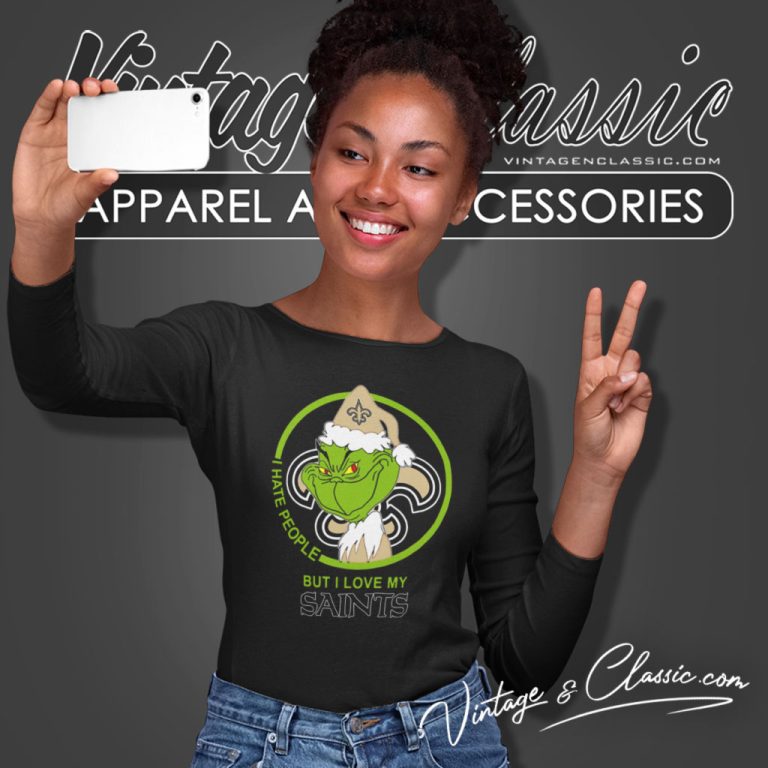 New Orleans Saints Nfl Christmas Grinch Shirt I Hate People But I Love My New Orleans Saints Long Sleeve Tee New Orleans Saints Nfl Christmas Grinch Shirt I Hate People But I Love My New Orleans Saints Long Sleeve Tee