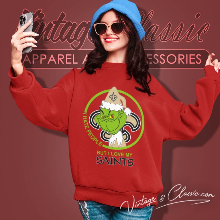 New Orleans Saints Nfl Christmas Grinch Shirt I Hate People But I Love My New Orleans Saints Sweatshirt New Orleans Saints Nfl Christmas Grinch Shirt I Hate People But I Love My New Orleans Saints Sweatshirt