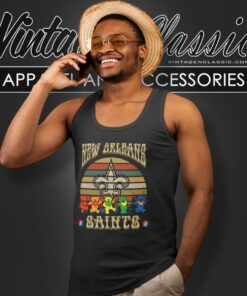 New Orleans Saints Nfl Grateful Dancing Bears Retro Tank Top Racerback