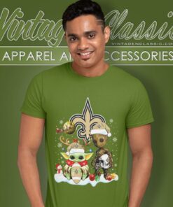 New Orleans Saints Shirt Baby Yoda And Groot Santa Christmas T Shirt