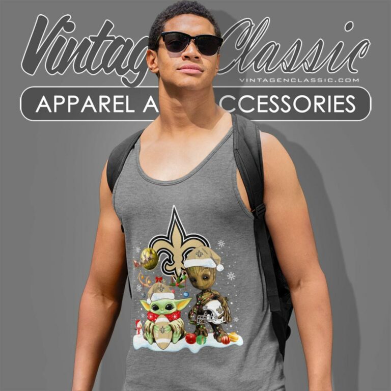 New Orleans Saints Shirt Baby Yoda And Groot Santa Christmas Tank Top Racerback New Orleans Saints Shirt Baby Yoda And Groot Santa Christmas Tank Top Racerback