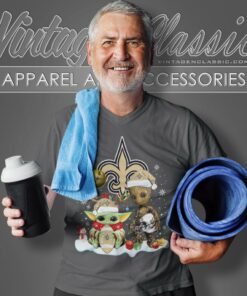 New Orleans Saints Shirt Baby Yoda And Groot Santa Christmas V Neck TShirt