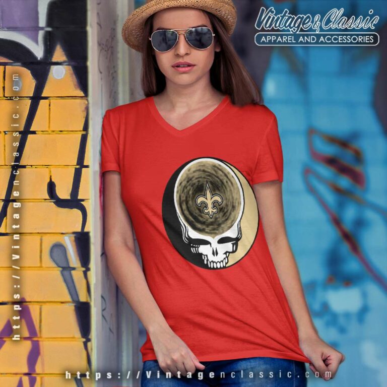 New Orleans Saints Shirt Nfl Grateful Dead Logo V Neck TShirt New Orleans Saints Shirt Nfl Grateful Dead Logo V Neck TShirt