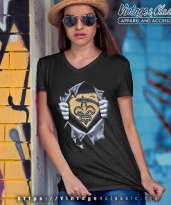 New Orleans Saints Superman Logo V Neck TShirt
