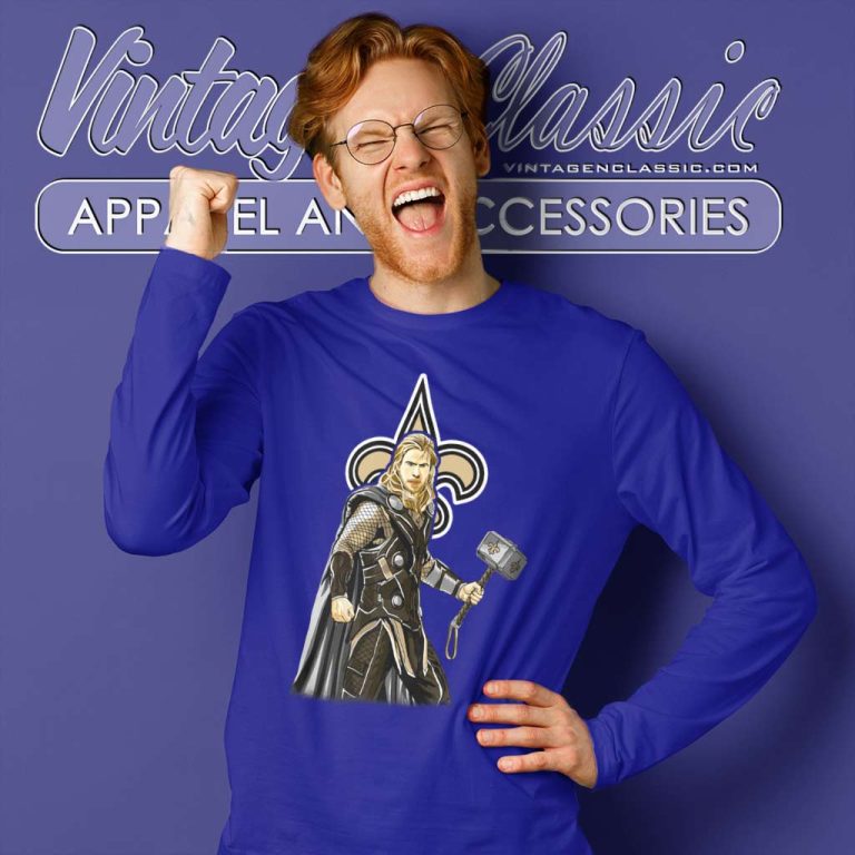 New Orleans Saints Thor Marvel Nfl Long Sleeve Tee New Orleans Saints Thor Marvel Nfl Long Sleeve Tee