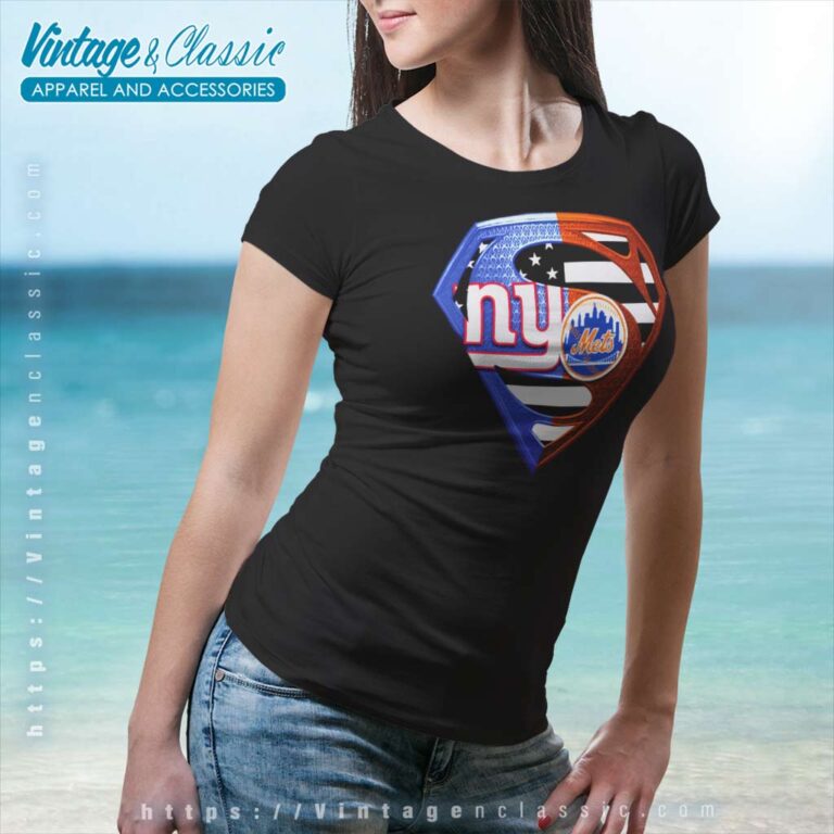 New York Giants And New York Mets Superman Women TShirt New York Giants And New York Mets Superman Women TShirt