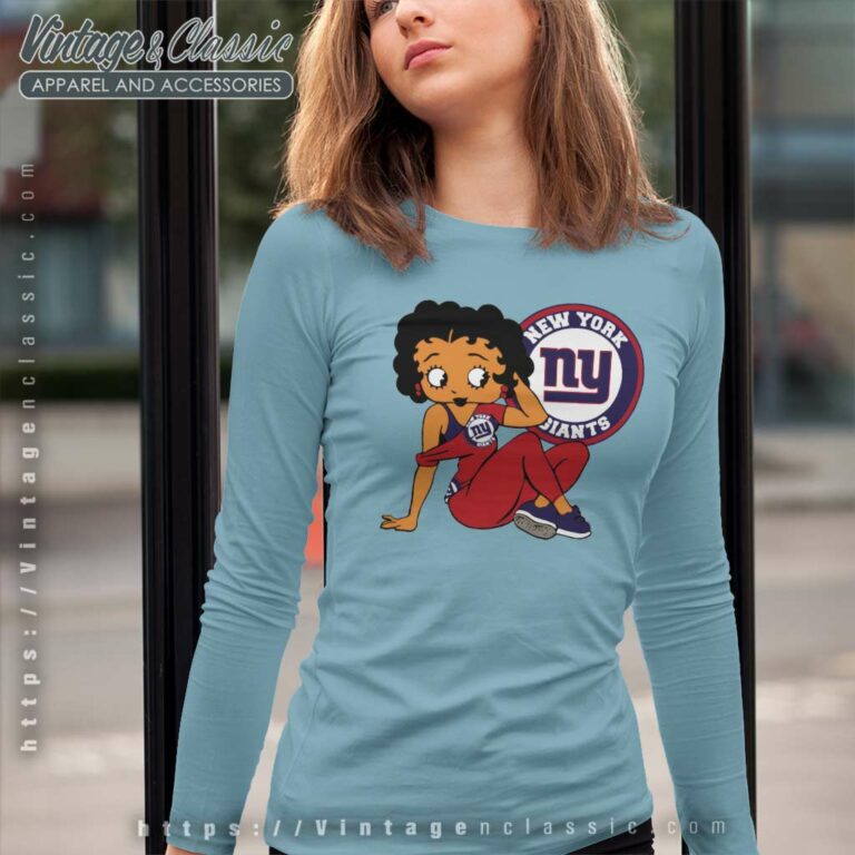 New York Giants Betty Boop Nfl Long Sleeve Tee New York Giants Betty Boop Nfl Long Sleeve Tee