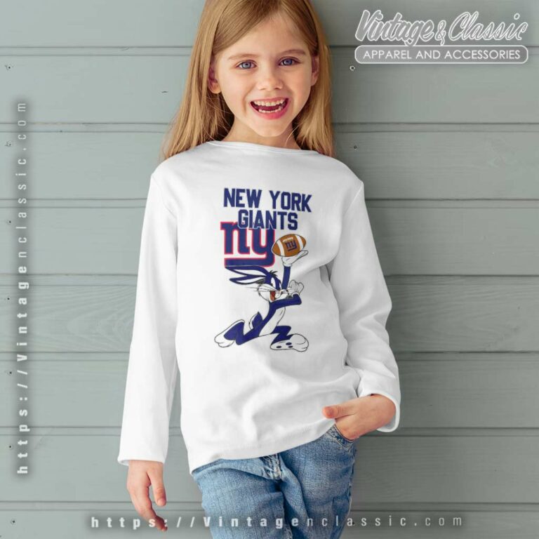New York Giants Bunny Football Kids Long Sleeve Tee New York Giants Bunny Football Kids Long Sleeve Tee