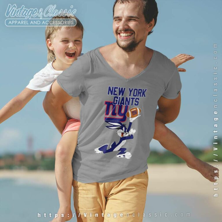 New York Giants Bunny Football V Neck TShirt New York Giants Bunny Football V Neck TShirt