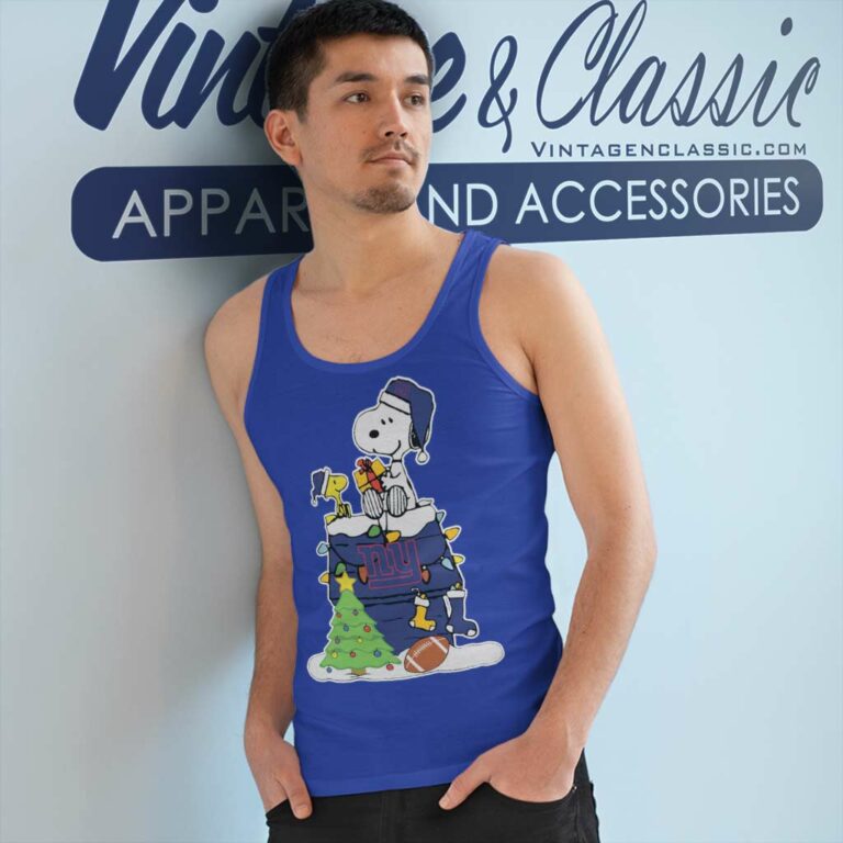 New York Giants Christmas Snoopy Woodstock Tank Top Racerback New York Giants Christmas Snoopy Woodstock Tank Top Racerback