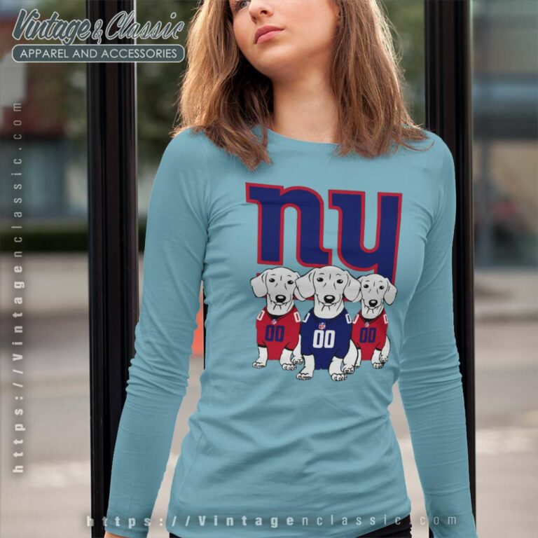 New York Giants Dachshund Dogs Long Sleeve Tee New York Giants Dachshund Dogs Long Sleeve Tee