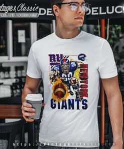 New York Giants Rush Flaming Football T Shirt