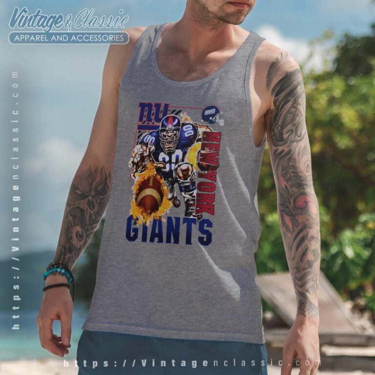 New York Giants Rush Flaming Football Tank Top Racerback New York Giants Rush Flaming Football Tank Top Racerback