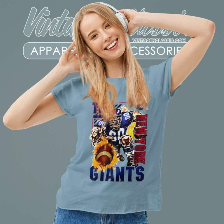New York Giants Rush Flaming Football Women TShirt New York Giants Rush Flaming Football Women TShirt