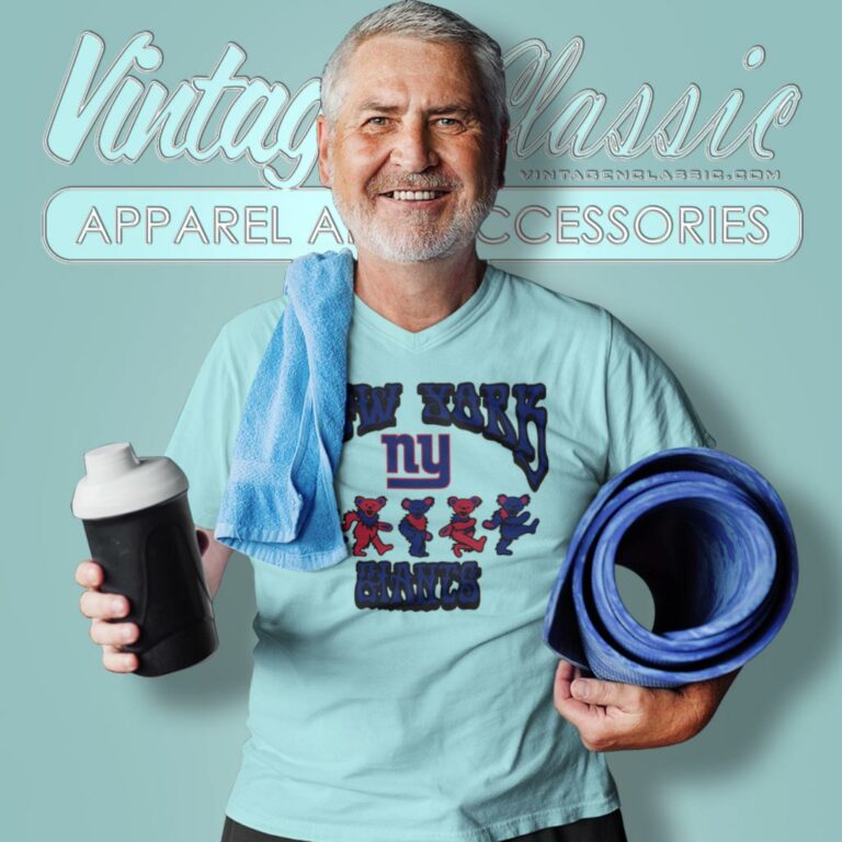 New York Giants Grateful Dead Dancing Bears V Neck TShirt New York Giants Grateful Dead Dancing Bears V Neck TShirt