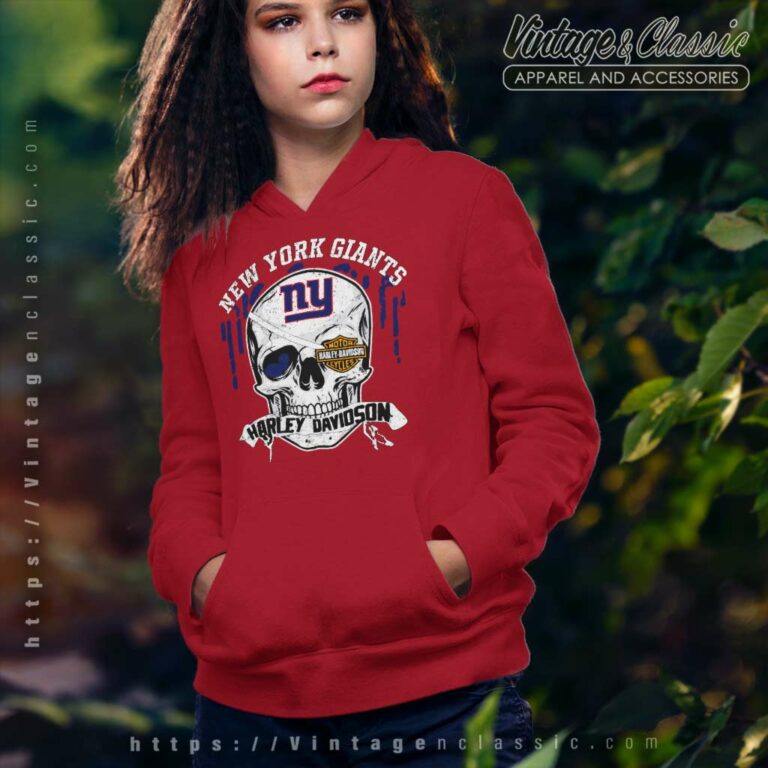 New York Giants Harley Davidson Skull Hoodie New York Giants Harley Davidson Skull Hoodie