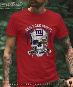 New York Giants Harley Davidson Skull T Shirt