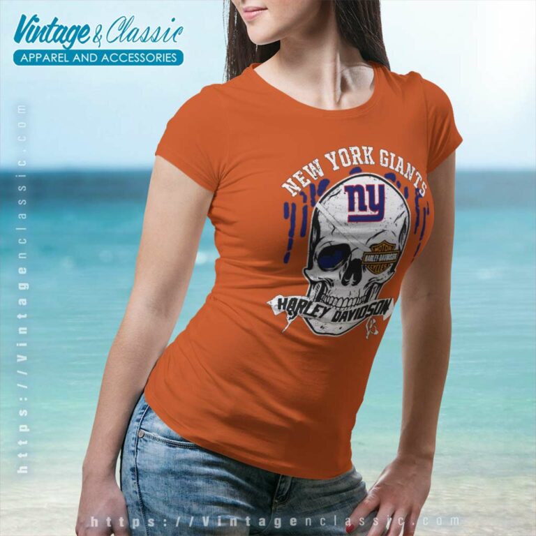 New York Giants Harley Davidson Skull Women TShirt New York Giants Harley Davidson Skull Women TShirt