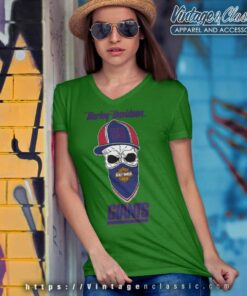New York Giants Harley Skull V Neck TShirt