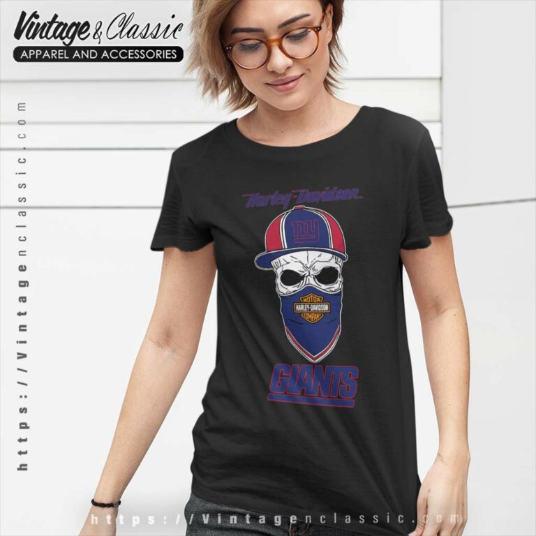 New York Giants Harley Skull Women TShirt New York Giants Harley Skull Women TShirt