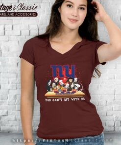 New York Giants Horror Movies You Cant Sit With Us Halloween V Neck TShirt