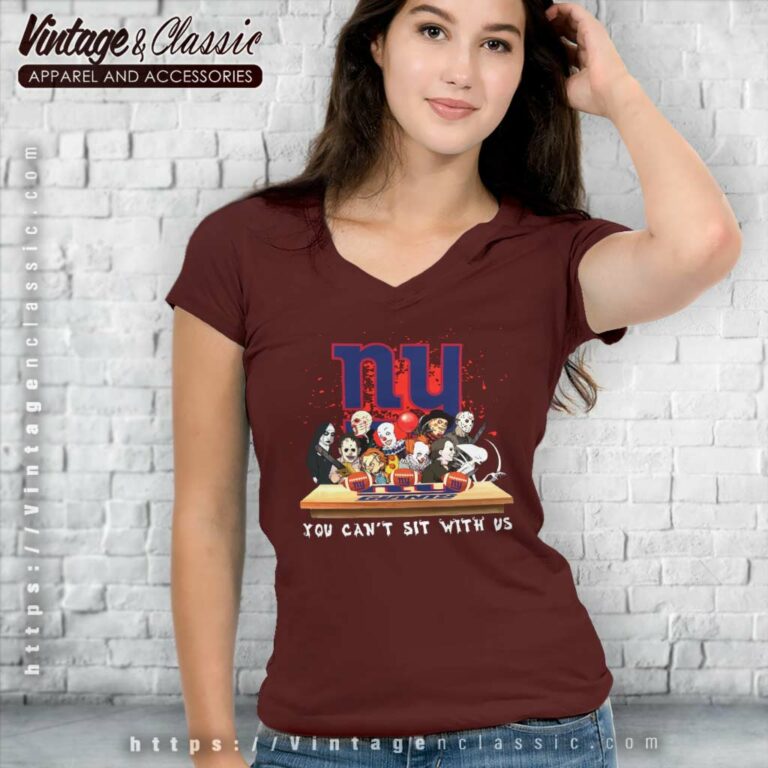 New York Giants Horror Movies You Cant Sit With Us Halloween V Neck TShirt New York Giants Horror Movies You Cant Sit With Us Halloween V Neck TShirt