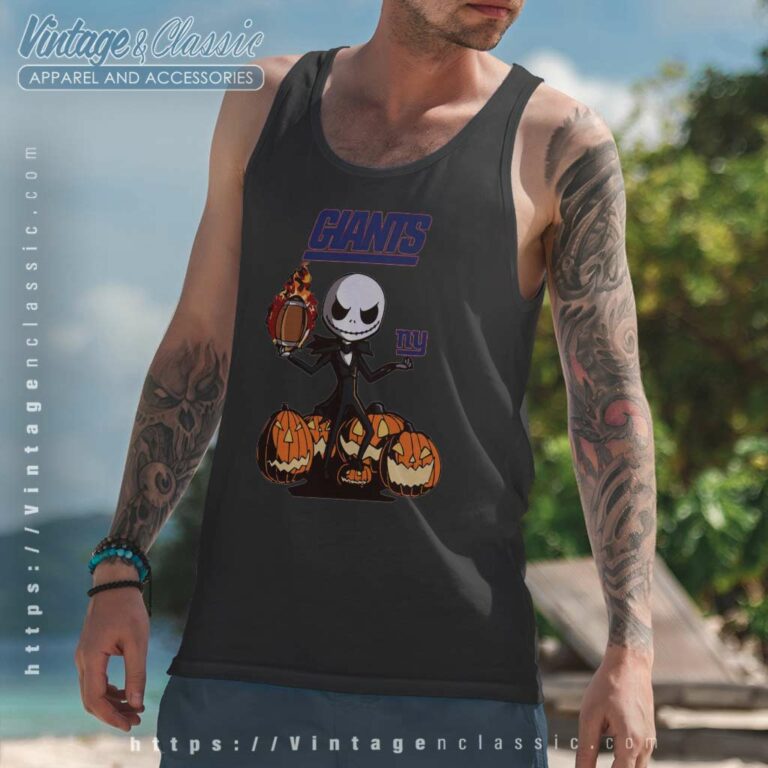 New York Giants Jack Skellington Halloween Tank Top Racerback New York Giants Jack Skellington Halloween Tank Top Racerback