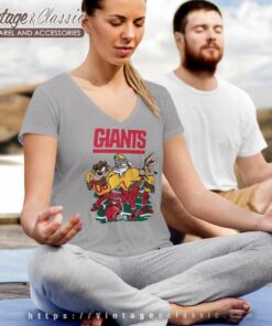 New York Giants Looney Tunes Taz Funny Nfl Football V Neck TShirt