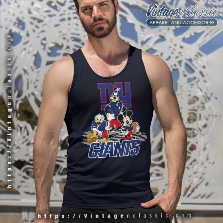 New York Giants Mickey Mouse Goofy Donald Duck Football Tank Top Racerback New York Giants Mickey Mouse Goofy Donald Duck Football Tank Top Racerback