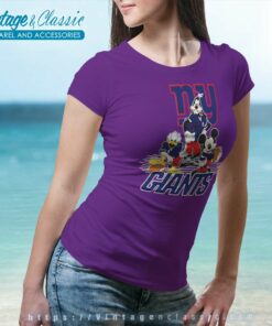 New York Giants Mickey Mouse Goofy Donald Duck Football Women TShirt