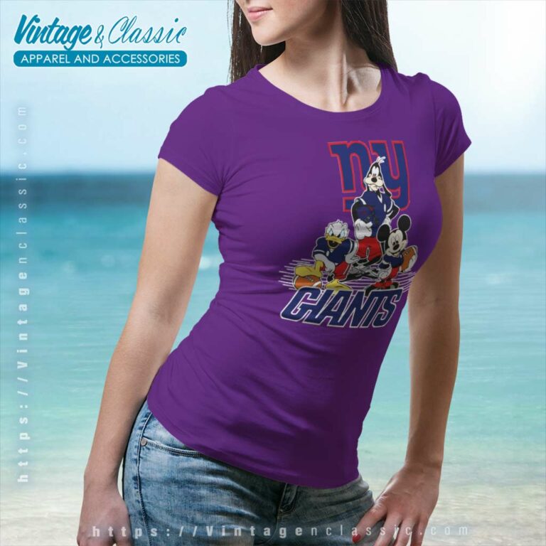 New York Giants Mickey Mouse Goofy Donald Duck Football Women TShirt New York Giants Mickey Mouse Goofy Donald Duck Football Women TShirt