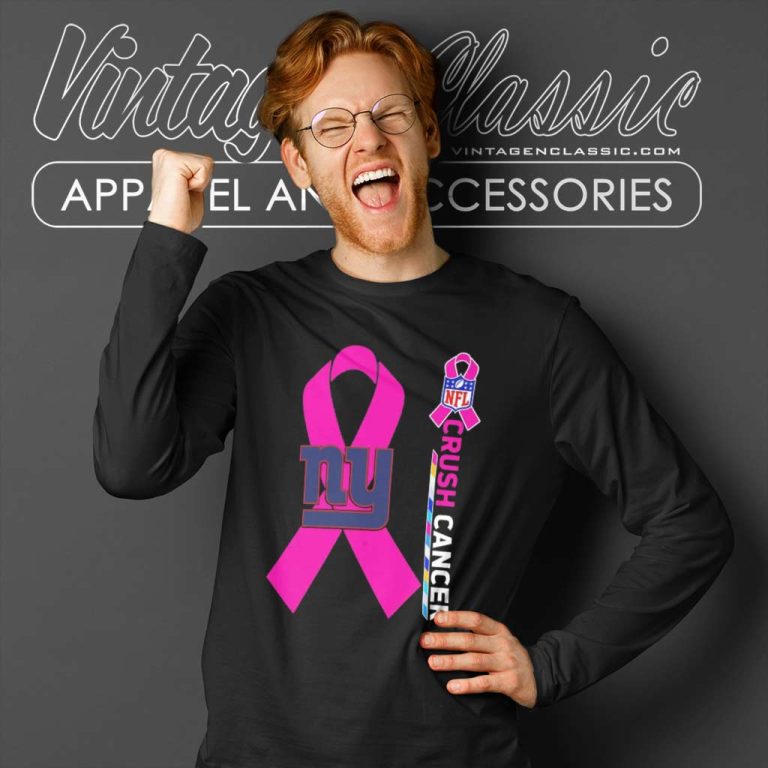 New York Giants Nfl Crush Cancer 2023 Long Sleeve Tee New York Giants Nfl Crush Cancer 2023 Long Sleeve Tee