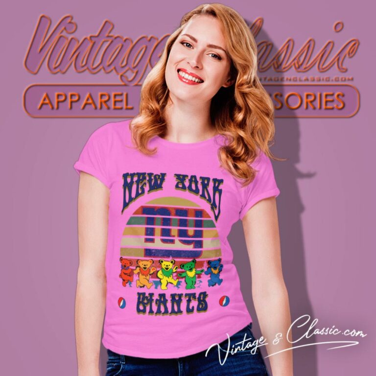 New York Giants Nfl Grateful Dancing Bears Retro Women T Shirt New York Giants Nfl Grateful Dancing Bears Retro Women T Shirt