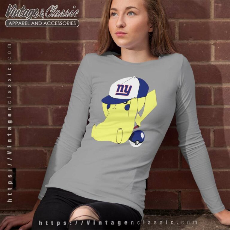 New York Giants Pikachu Nfl Football Long Sleeve Tee New York Giants Pikachu Nfl Football Long Sleeve Tee
