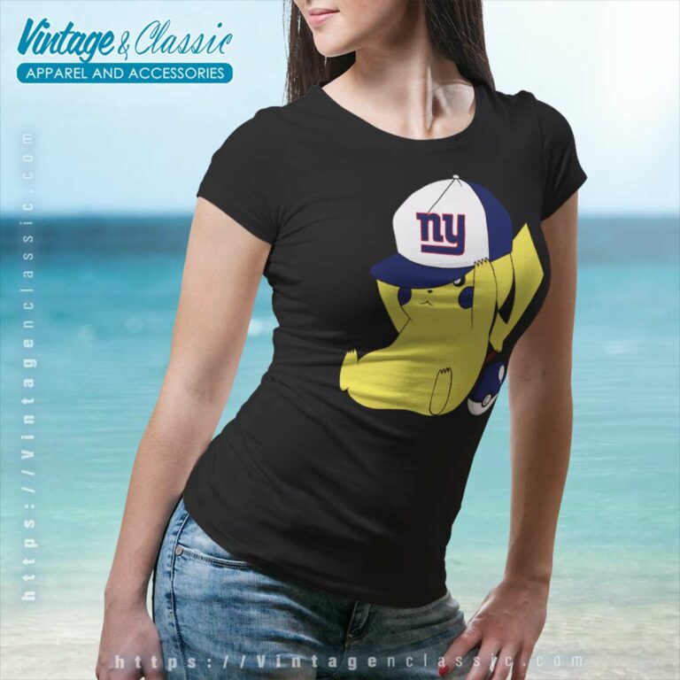 New York Giants Pikachu Nfl Football Women TShirt New York Giants Pikachu Nfl Football Women TShirt