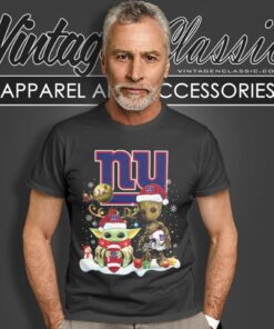 New York Giants Shirt Baby Yoda And Groot Santa Christmas T Shirt